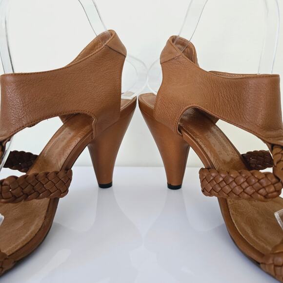 Chie Mihara Braided Ankle T Strap Leather Sandals Tan Brown Women's Size 38 8 - Picture 6 of 9